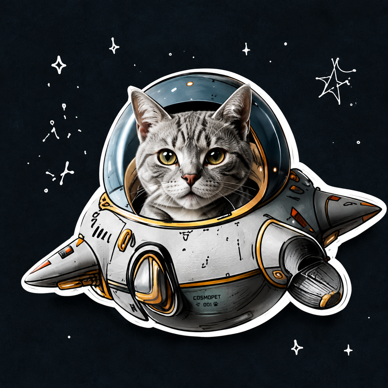 Кошка в костюме космонавта